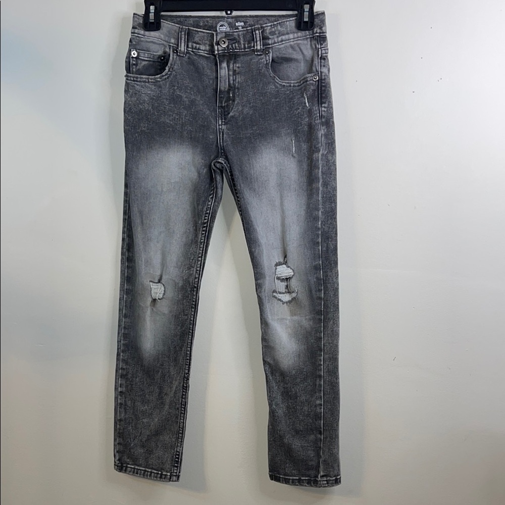 🏷️ Wonder Nation Boys Gray Jeans EUC size 12 Slim #14